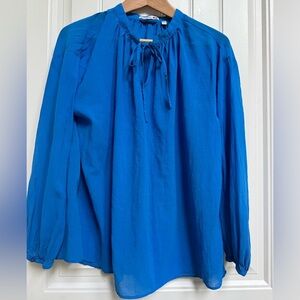 Uniqlo x JW Anderson collab Blue Sheer Cotton Flowy Peasant Blouse. Size XS